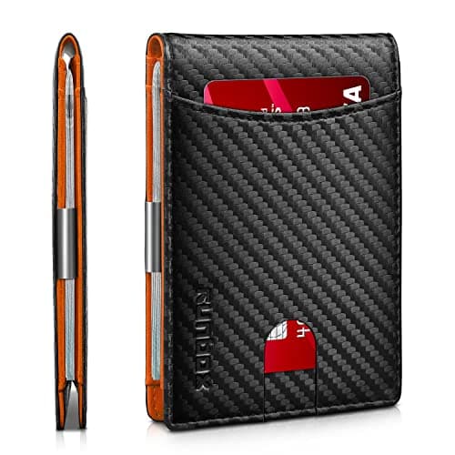 RUNBOX Slim Money Clip Wallets for Men and Teen Boys RFID Blocking 11 Card Holder Minimalist Small Leather Bifold Novelty Men's Wallet Front Pocket Gift Box - Image 1