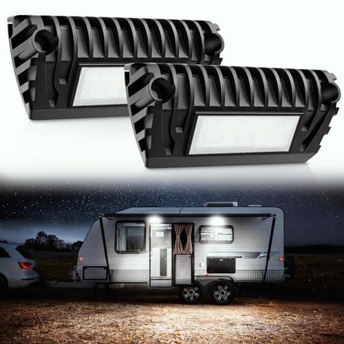 SnowyFox LED RV Porch Light Aluminum Exterior Utility Light 12V Lighting Fixture 750 Lumen Replacement Lighting for RVs Trailers Campers (2 Pack) - Image 1