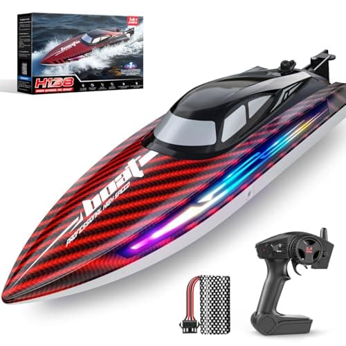 RC Boat for Kids Adults, Fast Remote Control Boat for Pool, Lakes with 30+KPH, 7 LED Lights,Self-Righting,Water Cooling,Fully Waterproof Hull,Demo,Rechargeable Battery,2.4GHz RC Boats Summer Toys - Image 1