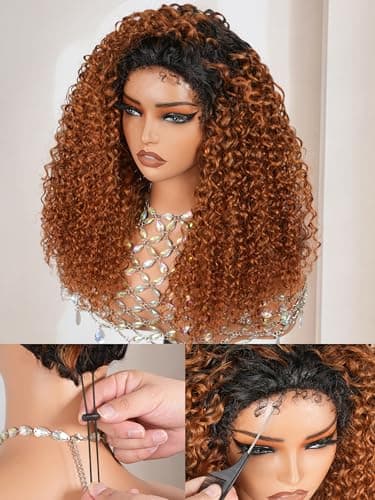 shangyinfa T1B/30 Ombre Half Wig Water Wave Human Hair | 4C Edges + Dark Roots Blend | Drawstring Quick Install | No Glue Fuss | 3B/3C Hair | 3-In-1 Wig | True-to-Length 16 Inch | All-Day Wear - Image 1