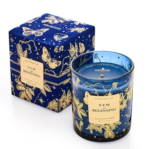 M&SENSE Holiday Scented Candle Gift for Women and Men - Sandal Wood Jasmin Scent, 10 oz Soy Wax, Birthday,Holiday, Christmas, New Year Gift - Image 1