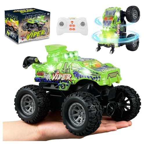 BEZGAR Monster Truck Toys - 2.4GHz 1:64 Remote Control Car with Colorful Lights, 360° Spins, Metal Shell - Remote Control Monster Truck for Boys Girls Age 6, 7, 8, 9, 10 Years Old(Green) - Image 1