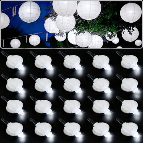 ZGWJ Paper Lantern Lights Battery Operated, 20 Pack Hanging Small LED Lights for Lantern, Balloon,Wedding,Party, Decorative Lighting for Outdoor Indoor Halloween Christmas Decorations White - Image 1