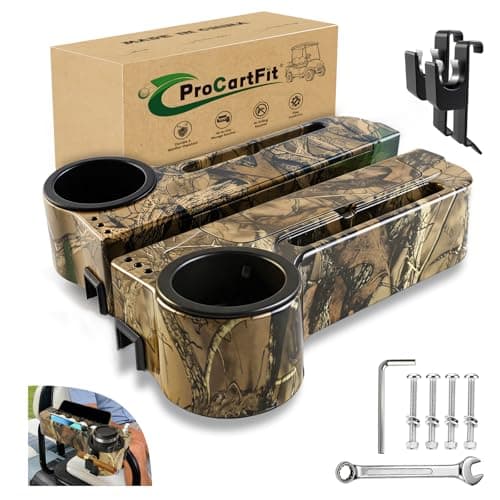 ProCartFit 4th Gen Upgrade Golf Cart Rear Seat Armrest with Cup Holder, UV-Proof Golf Cart Accessories for EZGO, Club Car, Yamaha, All-in-One Arm Rest Fit 1"/1.25" Square Tube, No Drilling - Image 1