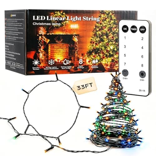 Ecoeve Indoor String Lights, 33FT 100 LED Christmas Lights Indoor, Red White and Blue Lights, 8 Modes Twinkle Fairy Lights for Christmas Decorations Bedroom Tree Party Holiday - Image 1
