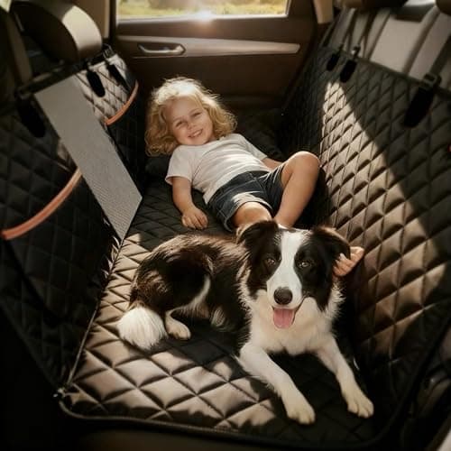 VOYURAN Dog Car Seat Cover for Back Seat, Waterproof Heavy Duty Wear-Resistant Dog Seat Cover, Non-Slip Dog Hammock & Bench Style with Alloy Clips for Cars SUVs Trucks, Medium & Large Dogs - Image 1