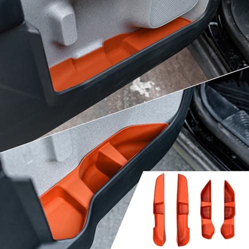 Maxzina Door Side Storage Tray Compatible with 2022-2025 (No for 2026) Ford Maverick Side Door Storage Box Door Organizer Phone Pocket Silicone Front & Rear 4PCS Maverick Accessories (Original Orange)