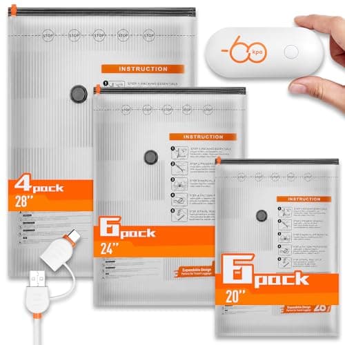 16 Packs Vacuum Seal Bags with USB/Type-C Pump, 3 Sizes Travel Vacuum Storage Bags for Clothing, Vacuum Packing Bags for Closet Organization, Bedding & Seasonal Storage - Image 1