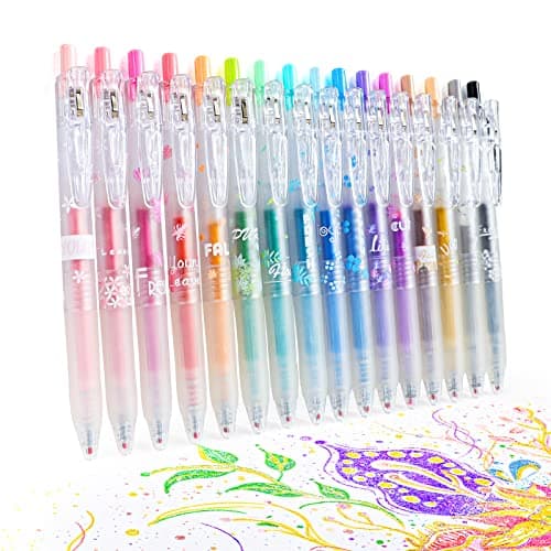 HANKU Glitter Gel Pens, 16-Color Cute Glitter Pens for Girls and Adult Coloring, Journaling, Scrapbooking, Drawing, DIY Crafts, 0.7mm Retractable Sparkle Pen with Comfort Grip, School & Art Supplies - Image 1