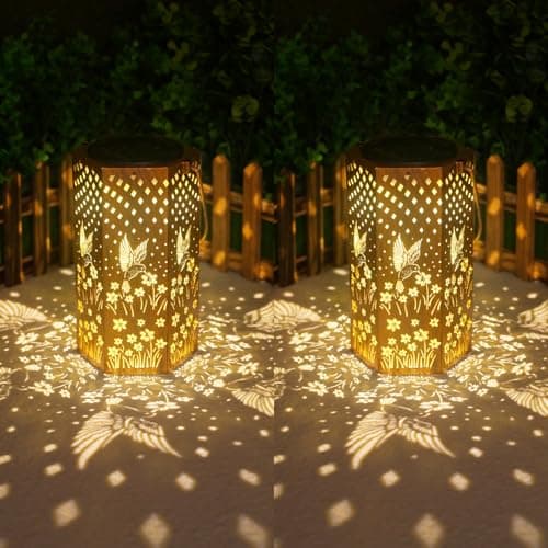 2 Packs Hummingbird Solar Lanterns Outdoor Waterproof Garden Decor - Birthday Gifts for Women, Men, Mom, Father, Garden Gifts, Solar Lights Outdoor Decor for Patio, Outside, Yard, Lawn, Pathway - Image 1