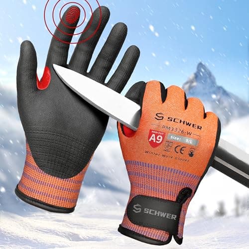 Schwer FreezeGuard-X Winter Work Gloves for Men and Women, ANSI A9 Cut Resistant Gloves for Extreme Protection, Freezer Glove With Super Grip, Touchscreen, Thermal Insulated, PM3326-W (L,1 Pair) - Image 1