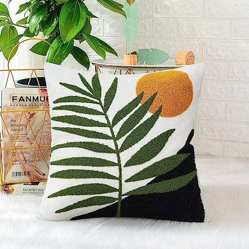 Pyonic Boho Abstract Throw Pillows,18x18 Bohemian Mid-Century Decorative Throw Pillow Covers,Modern Aesthetic Square Cushion Cover for Sofa Bedroom Living Room(Only 1Pcs Pillow Covers) - Image 1