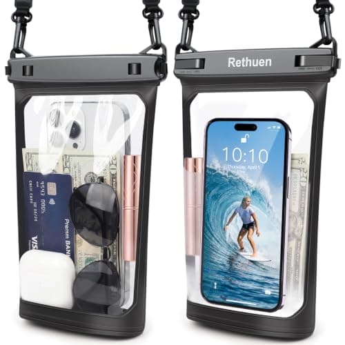 Large Waterproof Phone Pouch, 2Pack Floating Waterproof Bag for iPhone 17 16 15 Pro Max Galaxy S26 S25 S24 Ultra All Phones, Cell Phone Dry Bag for Beach Swimming Rafting Boating (Black + Black) - Image 1