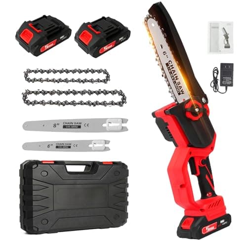 Mini Chainsaw Cordless, 8" & 6" Electric Chainsaw Battery Powered with 2x2.0Ah Batteries, Handheld Brushless Chain Saw for Tree Trimming, Wood Cutting, Gardening Gifts for Men Dad - Image 1