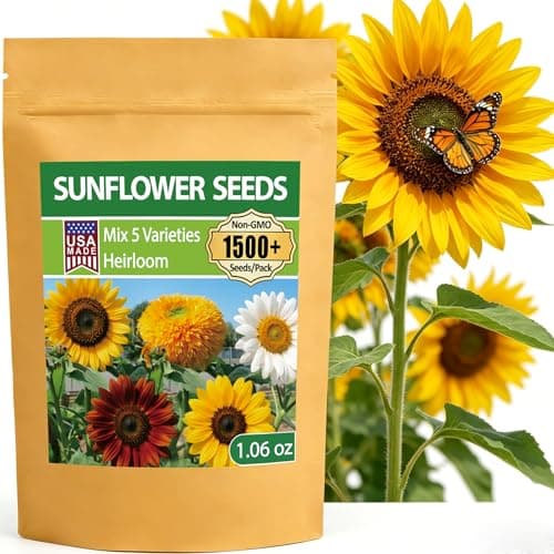 LUOJIBIE Sunflower Seeds 5 Varieties Mixed, 1500+ Sunflower Seeds for Planting 2026, High Germination Non-GMO, Wildflower Seeds for Planting Indoor Outdoor, Open Pollinated - Image 1