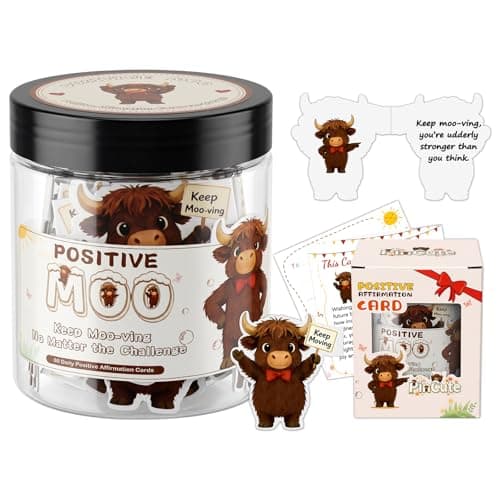 PinCute 60 Positive Highland Cow Affirmation Cards Jar, Cute Teen Girl Gifts, Self Care Gifts for Women Men, Coworker Birthday Gifts, Graduation Gifts - Image 1