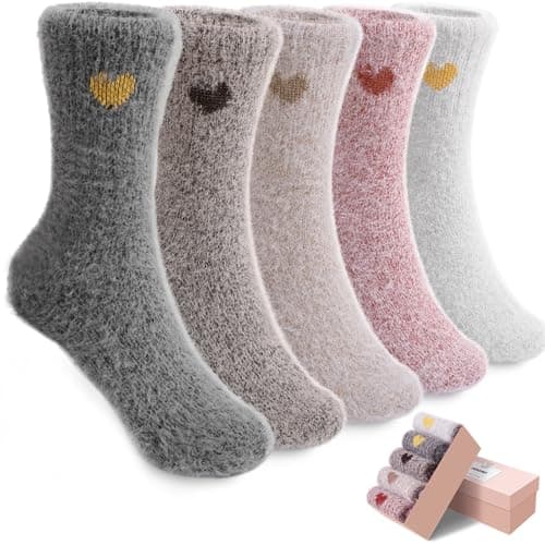SISOSOCK 5 Pairs Fuzzy Soft Cozy Comfortable Socks for Women, Casual Sleep Comfy Socks, Perfect Warm Winter Gifts for Women - Image 1