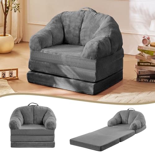 wanan 3-in-1 Folding Sofa Bed, Convertible Boneless Chair to Floor Lounger with Back Support & Portable Handle, Comfy Couch for Small Spaces Living Room Bedroom, Grey - Image 1