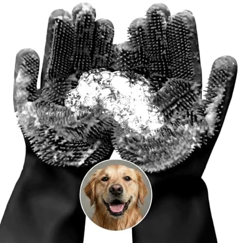 Cat and Dog Shampoo Gloves with 3000 Soft Bristles – 2-in-1 Dog Bath Gloves 11.6", Durable Silicone, Saves Shampoo | Massage, Grooming & Clean Wet or Dry – Made for Every Breed and Coat Style (Black) - Image 1