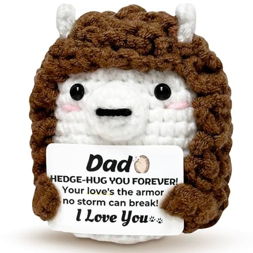 Valentines Day Birthday Dad Gifts from Daughter Son Wife for Dads Fathers Men Present, I Love You Dad Gift for Daddy Papa Bonus Step Father, Crochet Hedgehog Gift Ideas - Image 1