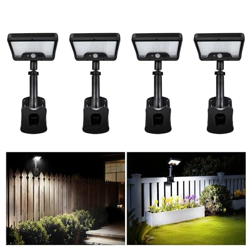 Varmtalys Clip On Fence Solar Lights, 3CCT Motion Sensor Fixture, 600LM 1500mAH Type-C USB & Solar Powered, IP65 Waterproof with Remote for Porch, Tree, Camping - Black (4-Pack) - Image 1