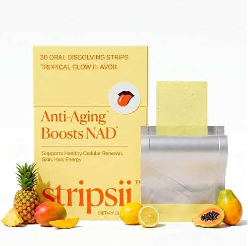 Stripsii NAD+ Strips (30 ct) – Skin Glow, Healthy Hair & Strong Nails Support – Collagen, Hyaluronic Acid & Biotin – Fast-Absorbing Oral Dissolving Supplement – Tropical Flavor, No Sugar, Made in USA - Image 1