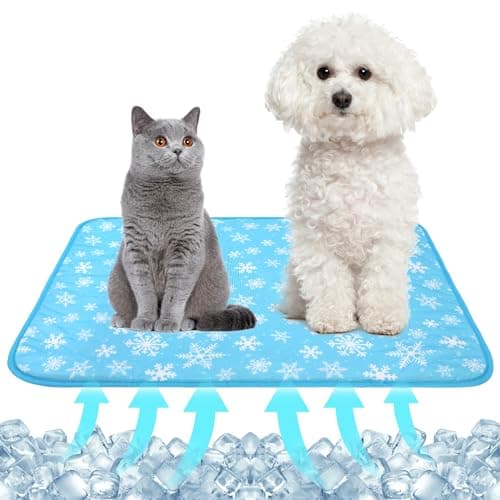 NACOCO Summer Pet Cooling Mat - Cat Dog Cushion Pad Sleeping Cool Snowflake Comfortable Soft for Pets Kids and Adults (Blue Snowflake, M) - Image 1