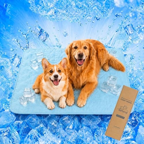 Petmorning Cooling Dog Mat for Crate, Breathable 3D Mesh Pet Bed with Moisture Wicking Core, Anti-Slip Washable Kennel Pad with Puzzle Pattern (Blue, X-Large)