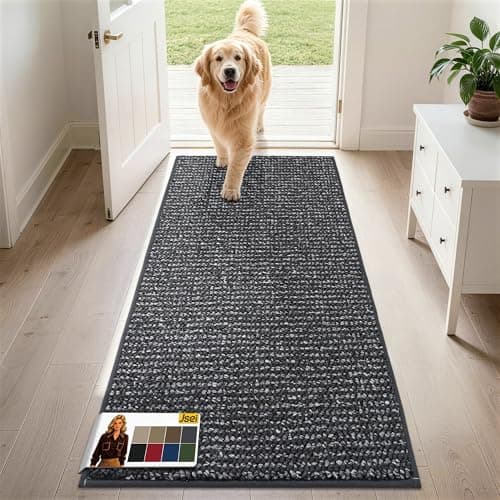 JSEI Dirt Trapper Door Mat 24"x60" Non-Slip Washable Entrance Mat, Dog Doormats, Absorbent & Fade-Resistant Floor Mats, Low Profile Welcome Mats for Entryway, Front Door, and Inside Entrance, Charcoal - Image 1