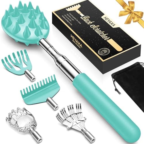 Upgraded Reinforced Telescoping Back Scratcher with 5 Detachable Heads, Larger Scratching Tips, Fathers Day Dad Gifts for Men, Women and Adults - Image 1