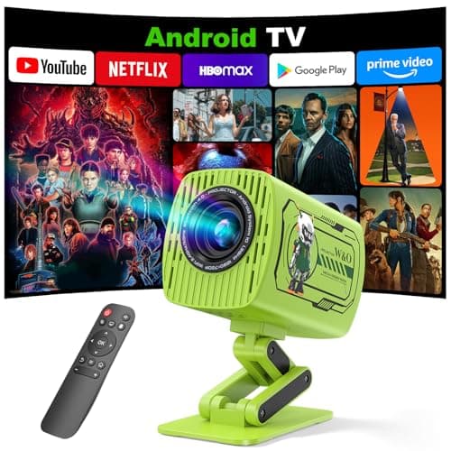 W & O Mini Projector with Wifi and Bluetooth,Built-in Apps,Short Throw Projector with Type-C Power Input & Built-In Speaker for Bedroom,Outdoor,180°Rotatable,Focus Dial,Keystone Correction (Green) - Image 1