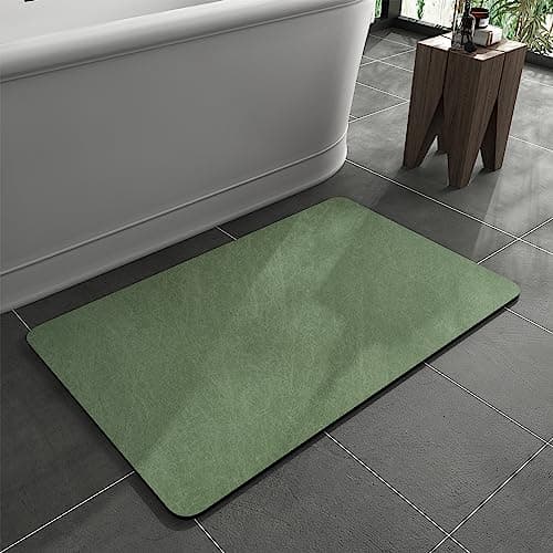 MontVoo -Bath Mat Rug-Rubber Backing Non Slip Quick Dry Absorbent Thin Bathroom Rugs Fit Under Door-Faux Suede Surface Bathroom Floor Mats-Shower Rug for in Front of Bathtub Shower Sage Green 17x27.5 - Image 1