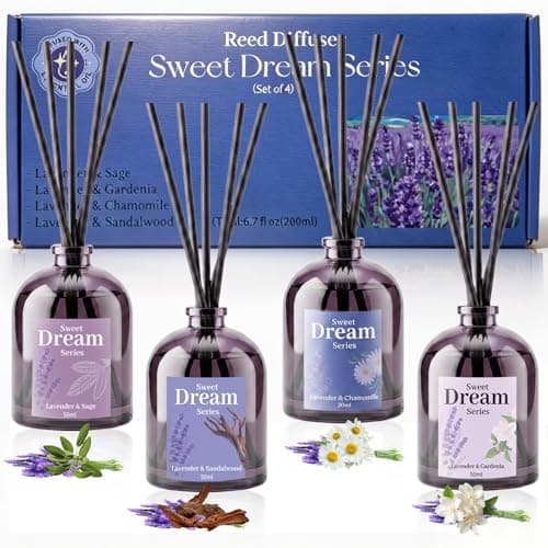 SCENTORINI Reed Diffuser Set for Sleep, Relax, 4 * 1.69oz, Natural Lavender Essential Oil Diffuser, Scented Reed Diffuser, Home Fragrance for Room Spa Bedroom Bathroom Hotel Home Decor - Image 1