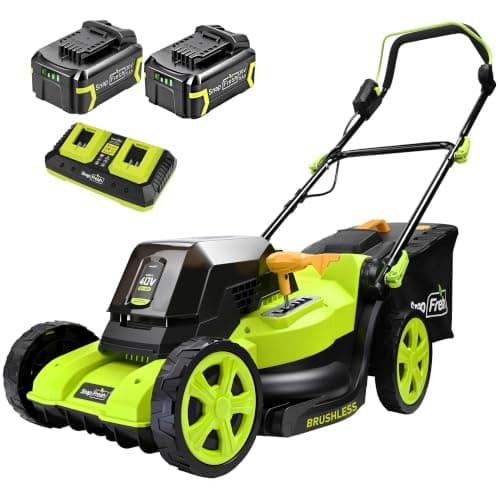 SnapFresh 40V 17” Brushless Lawn Mower – 2 x 5.0Ah Batteries Electric Cordless Push Mower with Fast Charger, 6-Level Height Adjustment, 45L Grass Bag, Lightweight Battery Powered Mower - Image 1