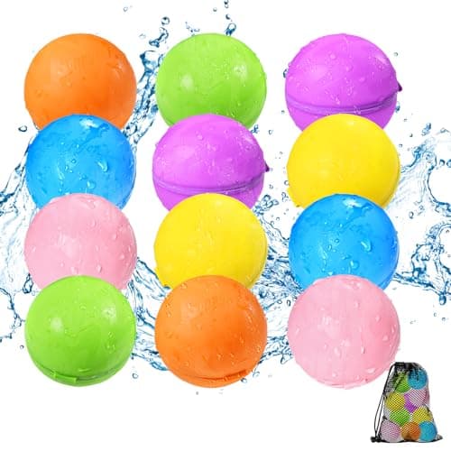Reusable Water Balloons 12PCS - Summer Water Toys for Pool Beach & Outdoor, Self-Sealing Refillable Water Bombs for Kids Ages 3-14, Magnetic Splash Balls for Kids Fun Games & Activities - Image 1