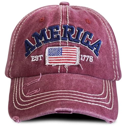 LELVK American Flag Patriotic Baseball Cap | Embroidered USA Flag 100% Cotton Adjustable Hat for Men & Women - Image 1