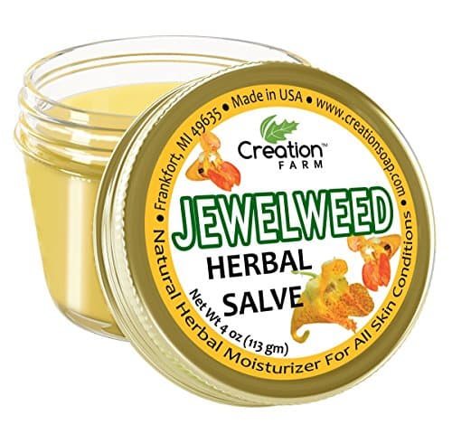 Creation Farm Jewelweed Balm, Poison Ivy Remedy, Herbal Tea Tree Salve Jar Skin Treatment Helps Tattoo's, Soothes Rashes, No Gluten, No Parabens, No Soy, No GMO - Image 1