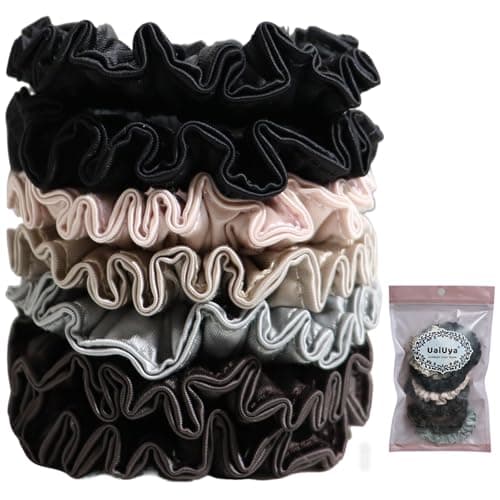 UaiUya 7PCS Skinny Satin Scrunchies, Softer Than Silk Hair Ties, Gentle for Frizz, Ideal Gifts for Women Basic - Image 1