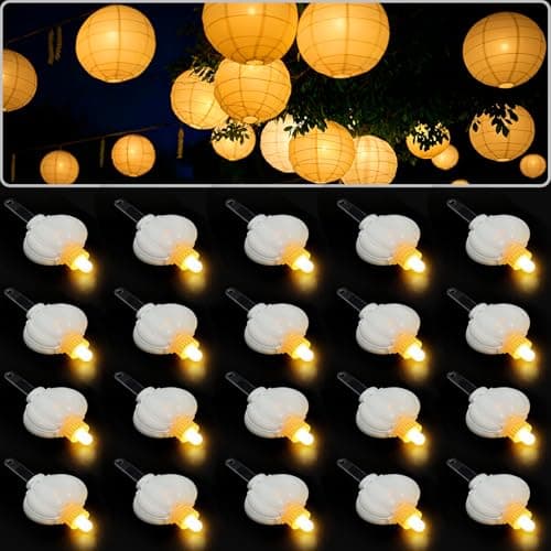 ZGWJ Paper Lantern Lights Battery Operated, 20 Pack Hanging Small LED Lights for Lantern, Balloon,Wedding,Party, Decorative Lighting for Outdoor Indoor Halloween Christmas Decorations Warm White - Image 1