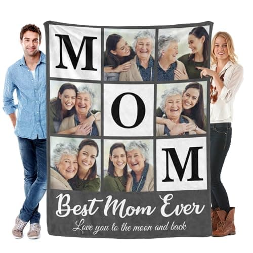 Personalized Gifts for Mom from Daughter Son Mother's Day Custom Blanket with Picture Customized Anniversary Memories Souvenir with Family Photos for Women Grandma Birthday Gift Soft and Warm - Image 1
