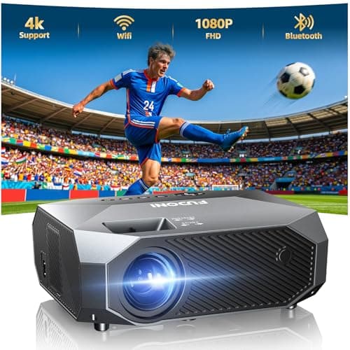 FUDONI Projector with WiFi and Bluetooth, Outdoor 4K Support 18000L Projector HD 1080P Max 300" Display, Movie Video Portable Home Theater Projector Compatible with USB/HDMI/iOS/Android/TV Stick - Image 1