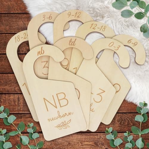 ITDYB Baby Closet Dividers for Clothes Organizer - Wooden Baby Clothes Dividers from Newborn to Toddler, Set of 8 Double-Sided Gender Neutral Baby Clothes Size Dividers 0-24 Months for Nursery Decor - Image 1