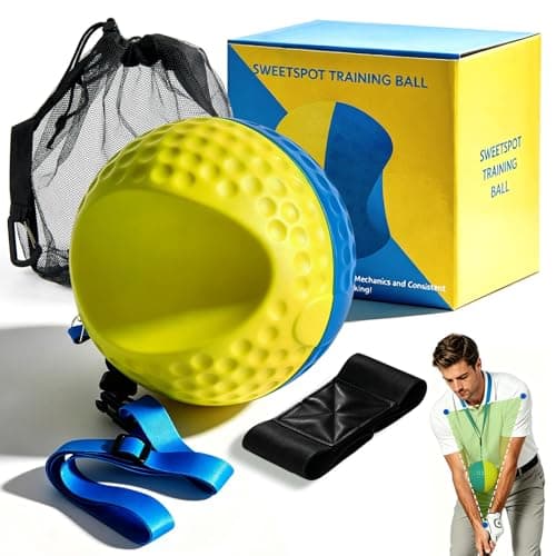 Golf Training Aid Ball and Armband, Golf Swing Trainer for Consistent Precise Swing, Fix Slicing, Scooping Chicken Wing, Golf Training Tool with Armband, Adjustable Lanyard, Storage Bag Golfer- Yellow - Image 1