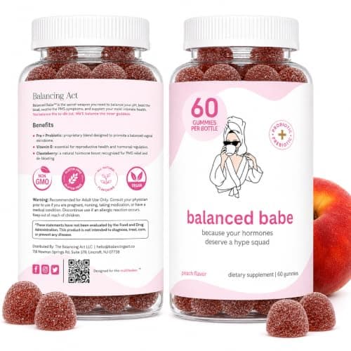 Balancing Act - Balanced Babe Women’s Probiotic Gummies with Prebiotic, Apple Cider Vinegar, LactoSpore®, DE111®, Vitamin B6 and Vitamin E – 60 Count (30 Day Supply) - Image 1