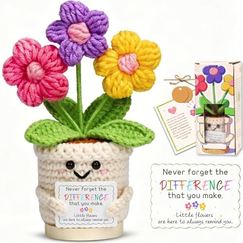 Thank You Gifts Set for Women: Teacher Appreciation Gifts 'Never Forget the Difference that You Make', Inspirational Crochet Flower Birthday Graduation Retirement End of Year Gift for Mentor Coworker - Image 1