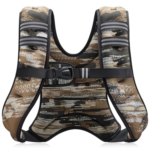 ZELUS Weighted Vest, 6lb/8lb/12lb/16lb/20lb/25lb/30lb Weight Vest for Men Women with Storage Pocket Reflective Strips for Strength Training Running Muscle Building, Brushstroke Sand Camo (8 lb)