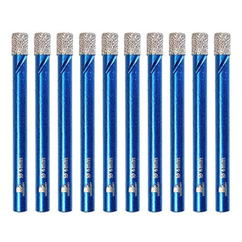 BRSCHNITT 10pcs/Pack 1/4 Inch (6mm) Diamond Hole Saw Core Drill Bit Set with Round Shank for Porcelain Tile, Ceramic, Stone, Granite, Marble, Dry Drilling - Image 1