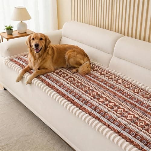 FUANGUI Couch Covers for Dogs Washable, Sofa Cover with Straps for 3 Cushion Couch,Non-Slip Pet Couch Protector for Sectional & Leather Sofa, 1PC (Coffee, 27.6" x 82.7") - Image 1