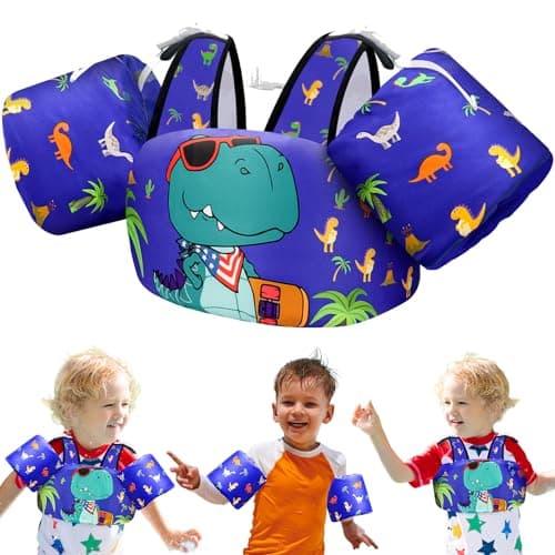 Vvinca Toddler Swim Vest for 22-66 Lbs (2-6 Years) - 3-in-1 Kids Pool Floaties with Removable Arm Bands and Back Float, Adjustable Safety Swim Jacket for Boys and Girls Learning to Swim - Image 1