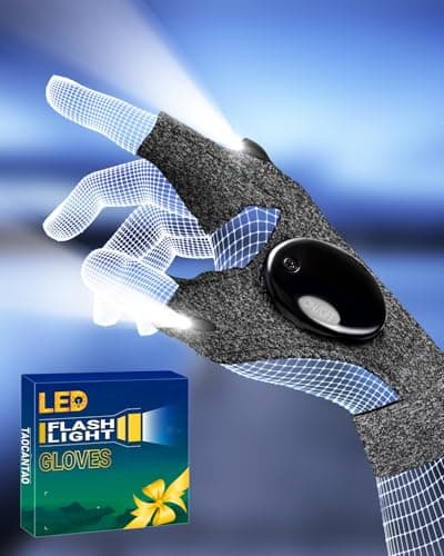 PARIGO Fathers Day Dad Gifts for Husband, Led Flashlight Gloves Lighted Gloves with Lights, Mens Gifts for Men Him Papa Grandpa Who Wants Nothing, Cool Gadgets for Men Fishing Camping Handyman Repairs - Image 1